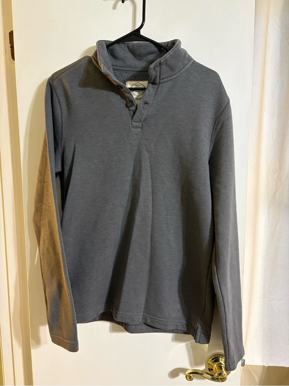 St. John's Bay Men's Gray Button-Collar Crewneck Sweater